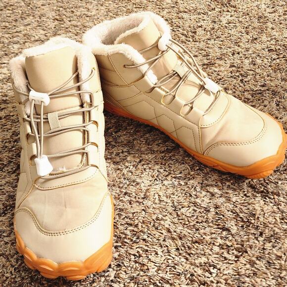 Unbranded Shoes - Barefoot Minimalist Boots Size 39 (8-8.5) Cream Orange Sole Wide Toe Box